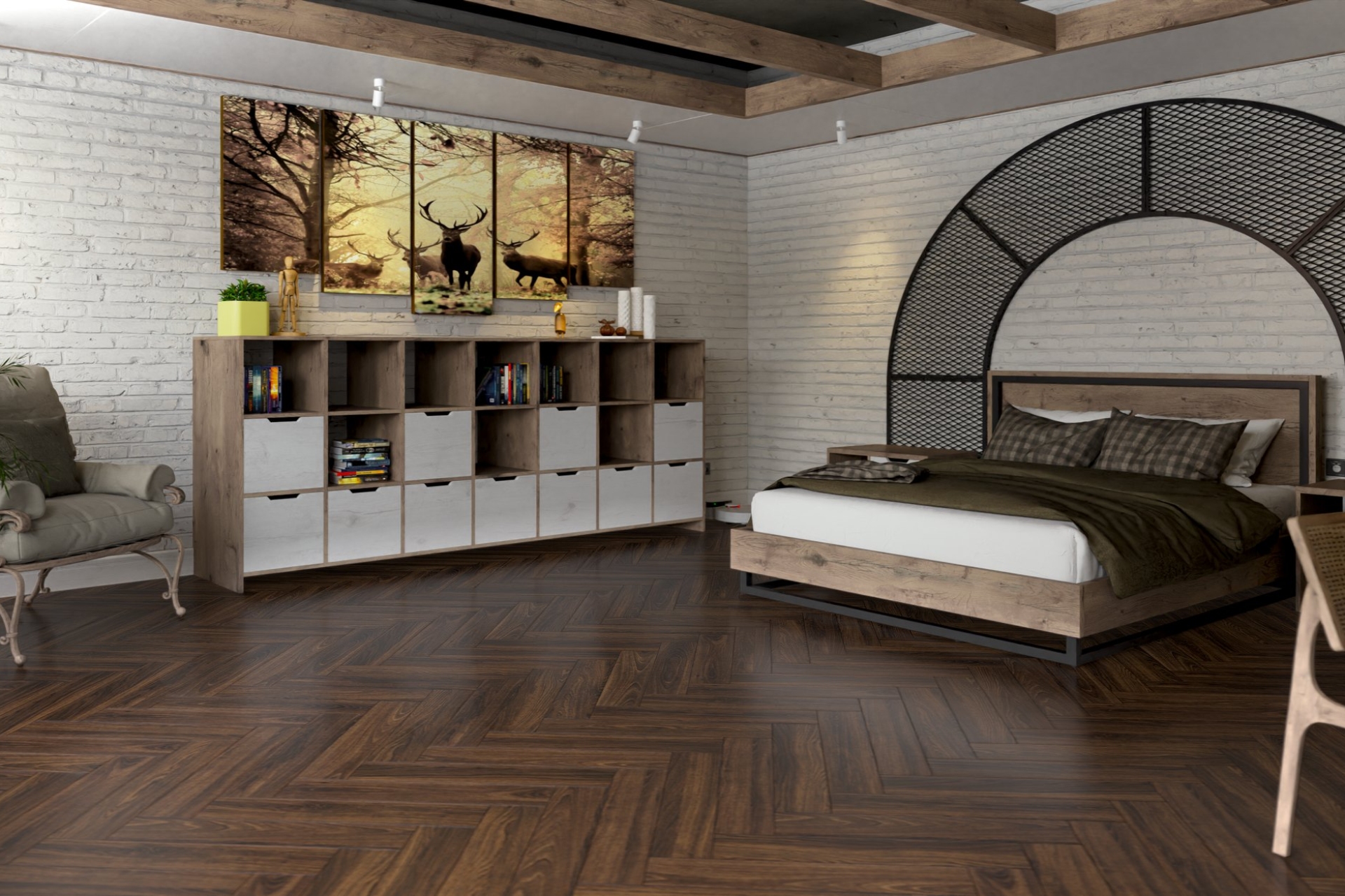 Инженерный паркет «Damy Floor» Каштановый (укладка елочкой) — купить в Омске