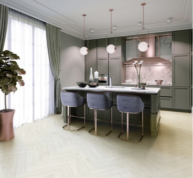 Виниловый ламинат SPC "Cronafloor" Herringbone Дуб Нант (640*128*4,5 мм) — купить в Омске