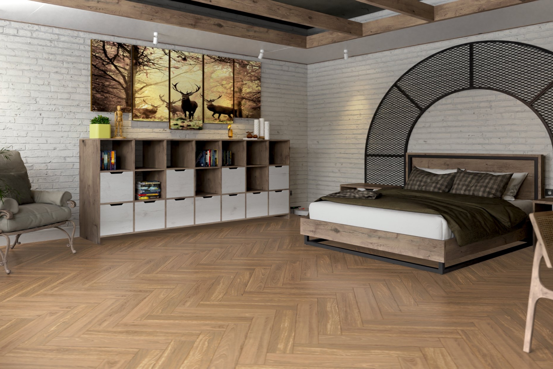 Инженерный паркет «Damy Floor» Натуральный (укладка елочкой) — купить в Омске