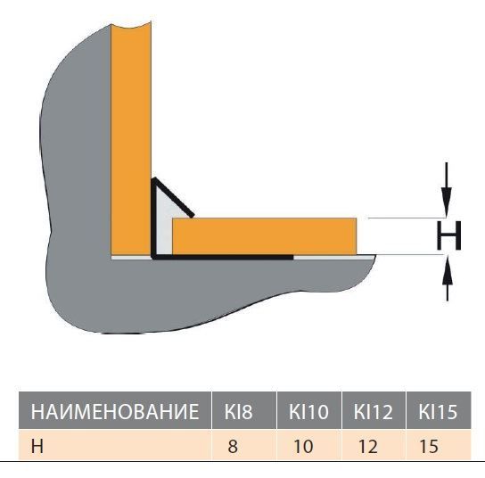 Алюминиевый внутренний угол для керамической плитки KI8 EM 270 матовый